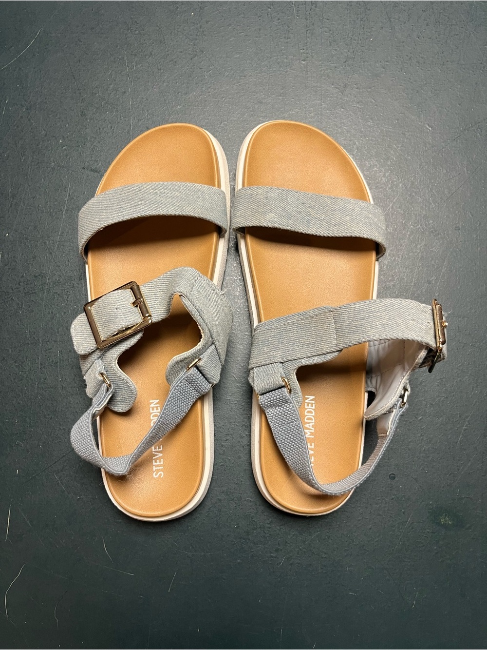 Steve Madden Kids' Denim Blue Canvas Strap Sandals